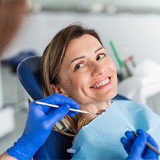 A woman having a dental checkup with her dentist